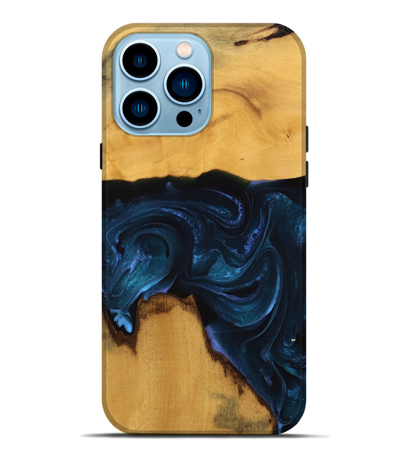 iPhone 14 Pro Max Wood Live Edge Phone Case - Lita (Blue, 738774)