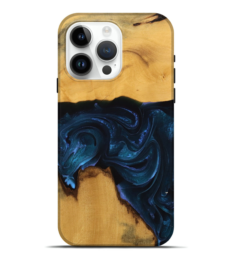 iPhone 15 Pro Max Wood Live Edge Phone Case - Lita (Blue, 738774)