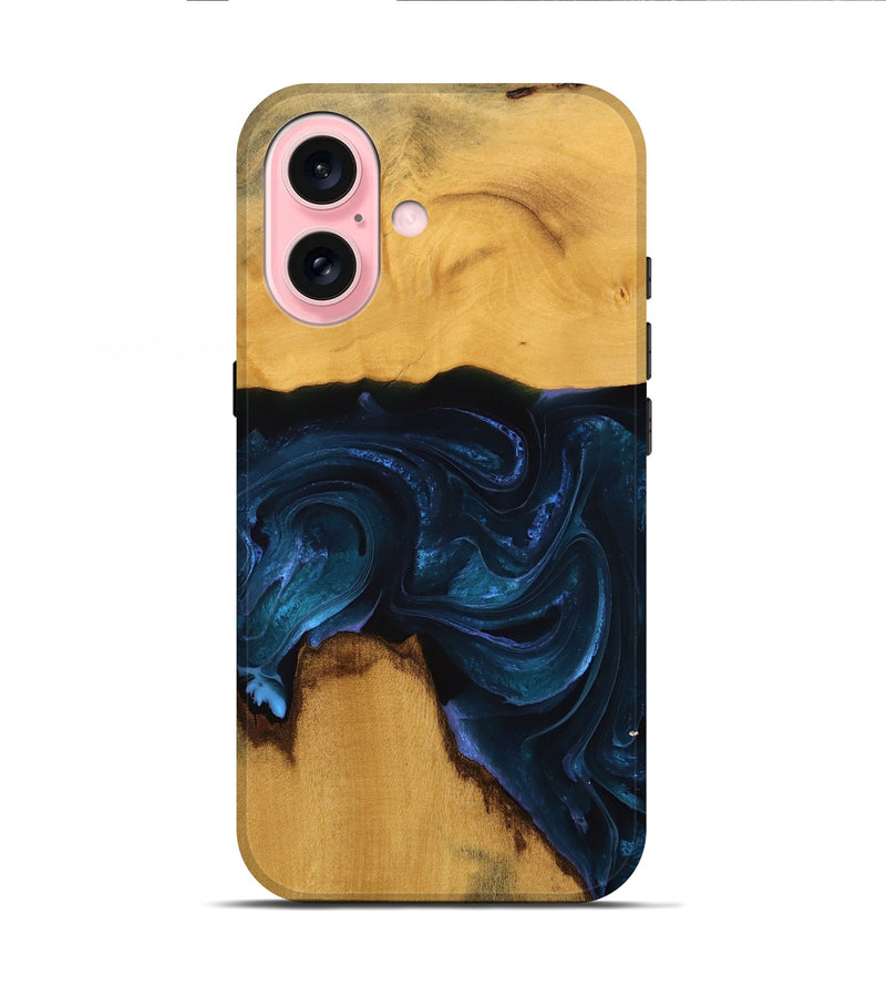 iPhone 16 Wood Live Edge Phone Case - Lita (Blue, 738774)