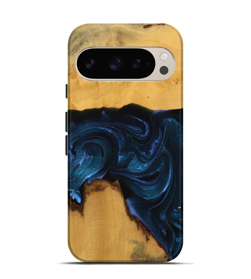 Pixel 9 Pro Wood Live Edge Phone Case - Lita (Blue, 738774)