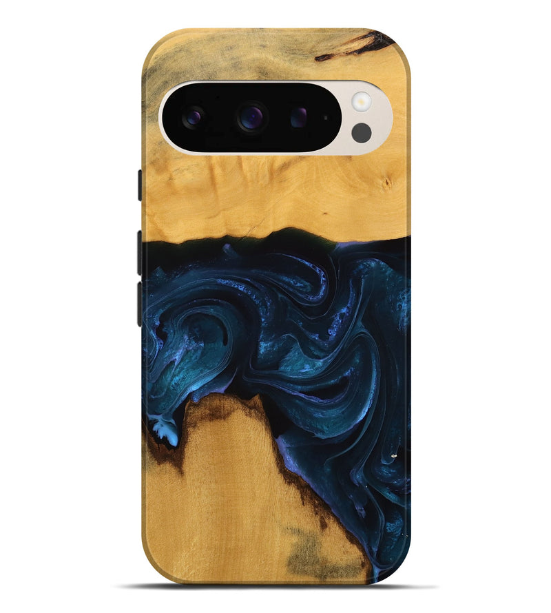 Pixel 9 Pro XL Wood Live Edge Phone Case - Lita (Blue, 738774)