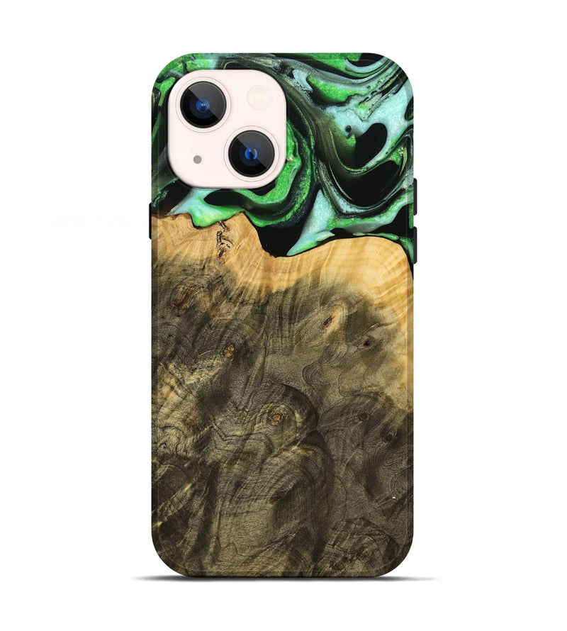 iPhone 13 Wood Live Edge Phone Case - Mayra (Green, 738775)