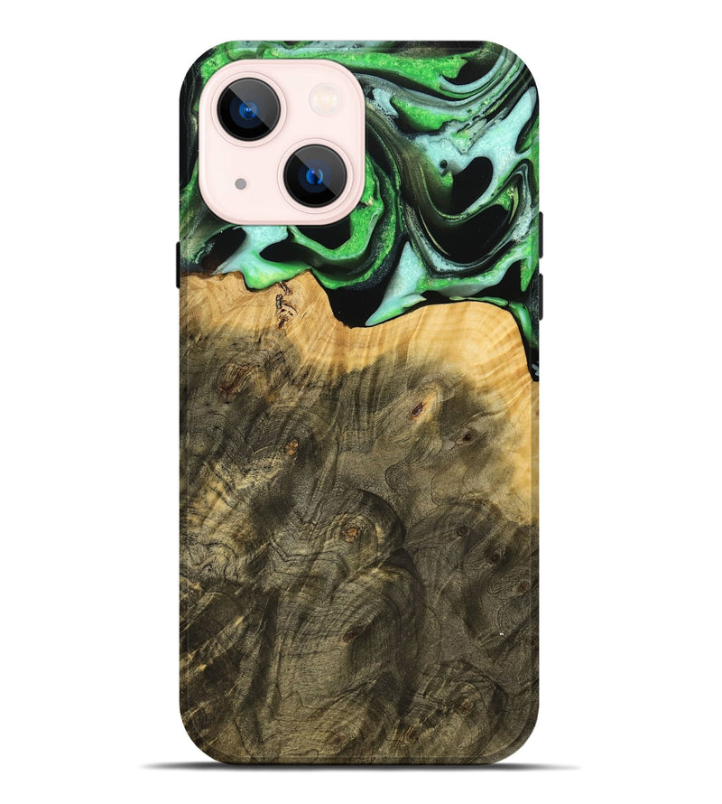 iPhone 14 Plus Wood Live Edge Phone Case - Mayra (Green, 738775)