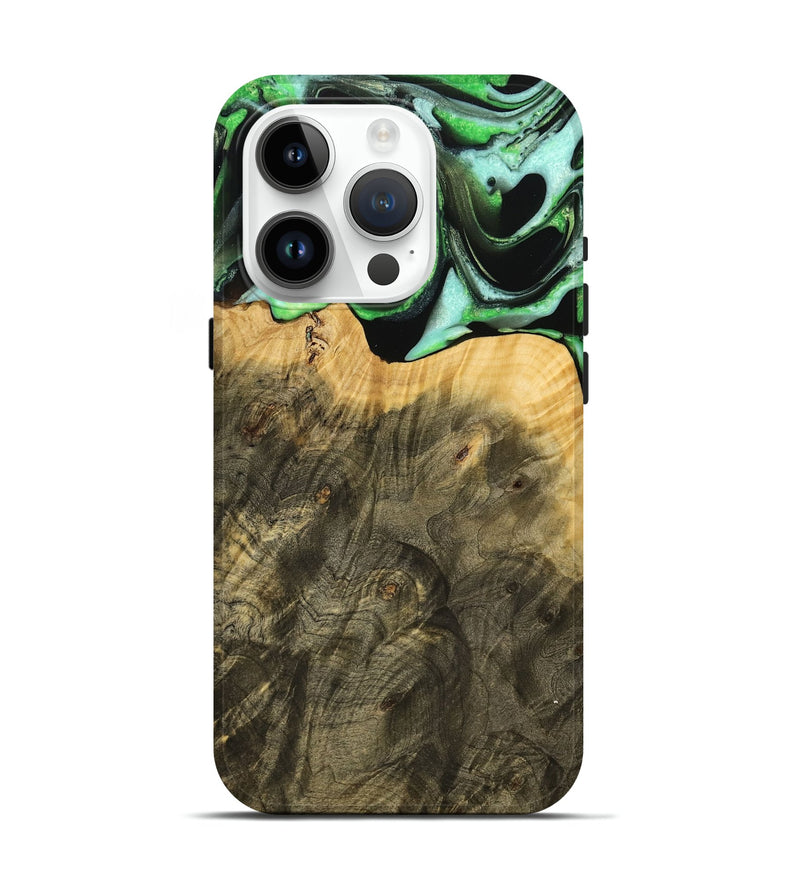 iPhone 15 Pro Wood Live Edge Phone Case - Mayra (Green, 738775)