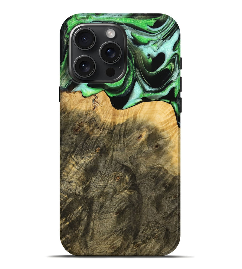 iPhone 16 Pro Max Wood Live Edge Phone Case - Mayra (Green, 738775)