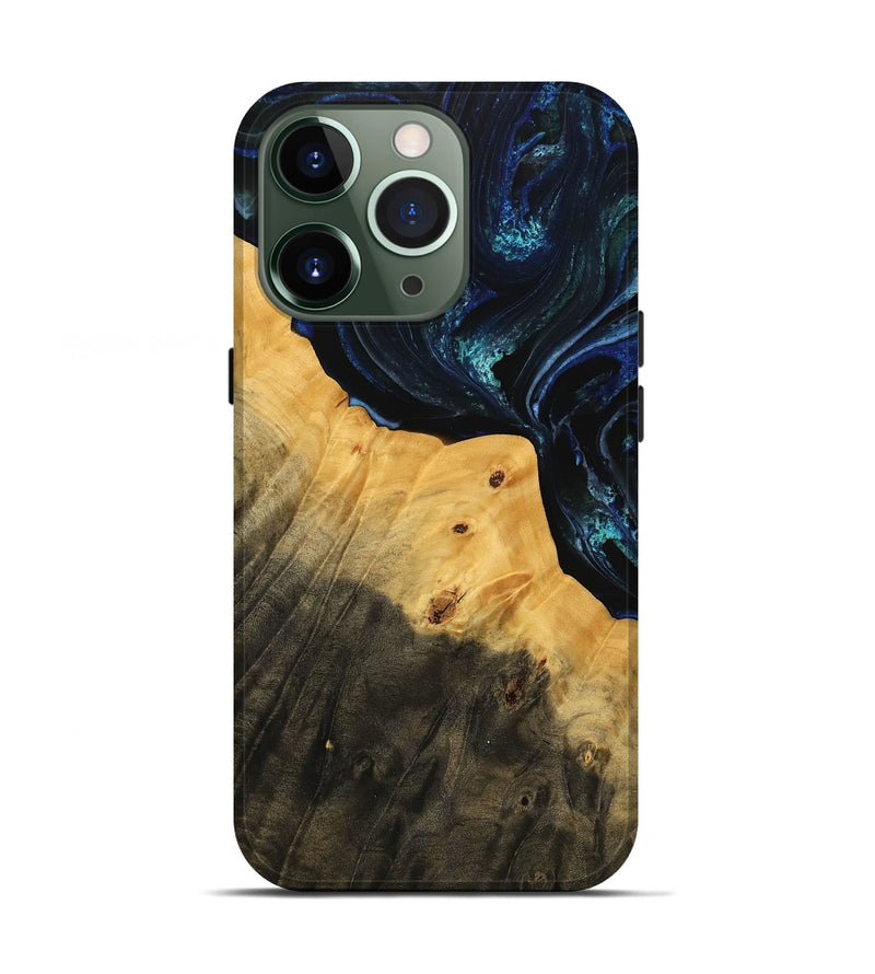 iPhone 13 Pro Wood Live Edge Phone Case - Latoyia (Blue, 738778)