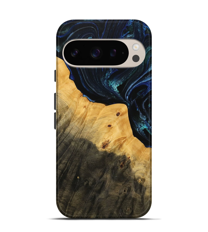 Pixel 9 Pro Wood Live Edge Phone Case - Latoyia (Blue, 738778)