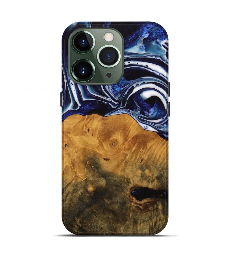 iPhone 13 Pro Wood Live Edge Phone Case - Shirley (Blue, 738780)