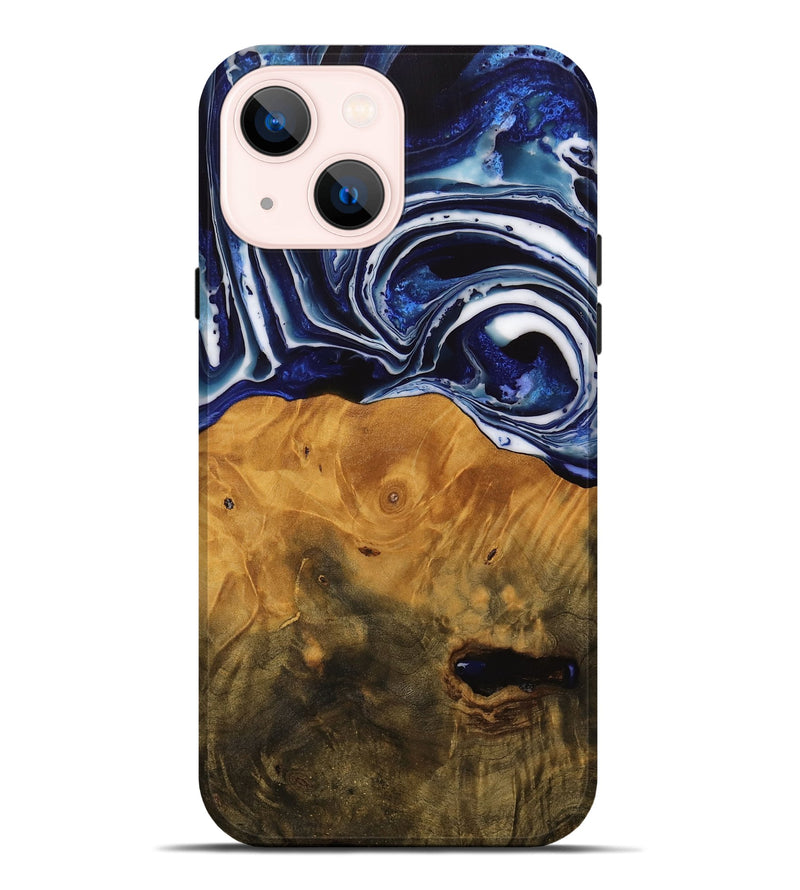 iPhone 14 Plus Wood Live Edge Phone Case - Shirley (Blue, 738780)