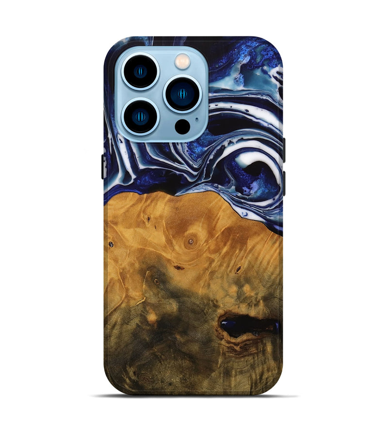 iPhone 14 Pro Wood Live Edge Phone Case - Shirley (Blue, 738780)