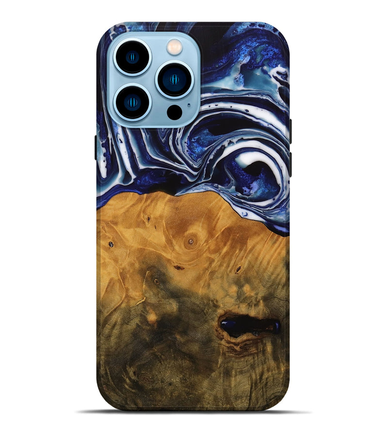 iPhone 14 Pro Max Wood Live Edge Phone Case - Shirley (Blue, 738780)