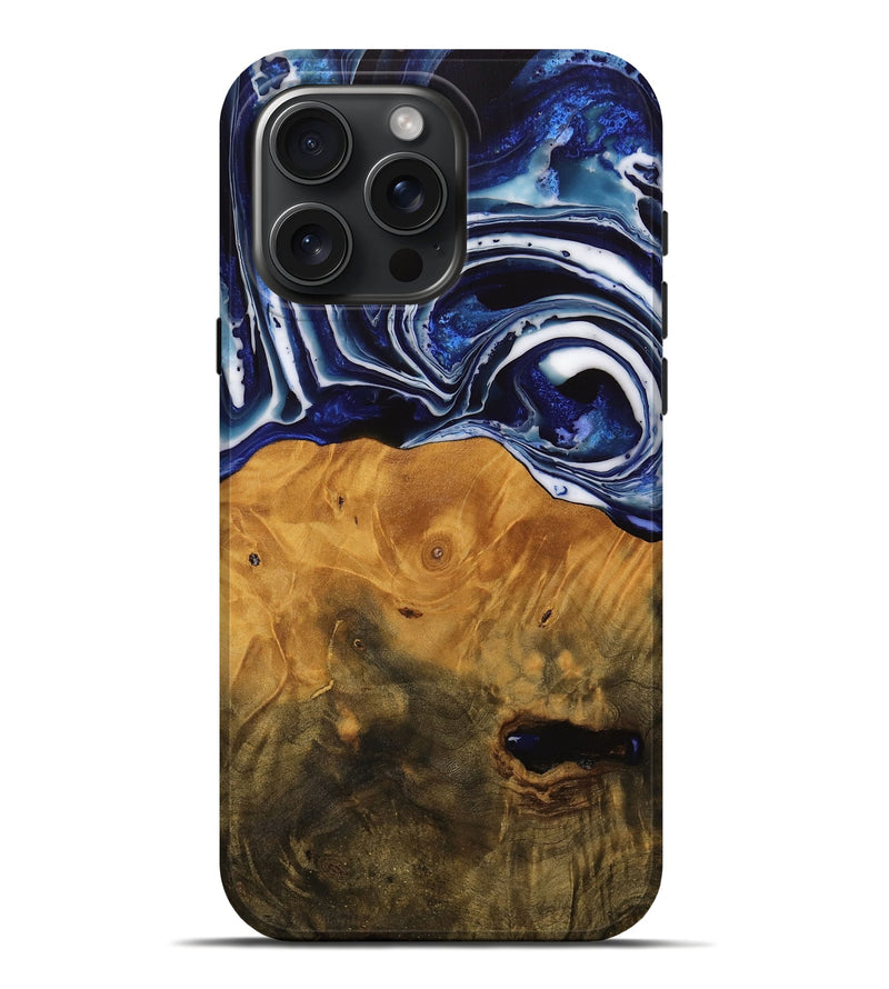 iPhone 16 Pro Max Wood Live Edge Phone Case - Shirley (Blue, 738780)