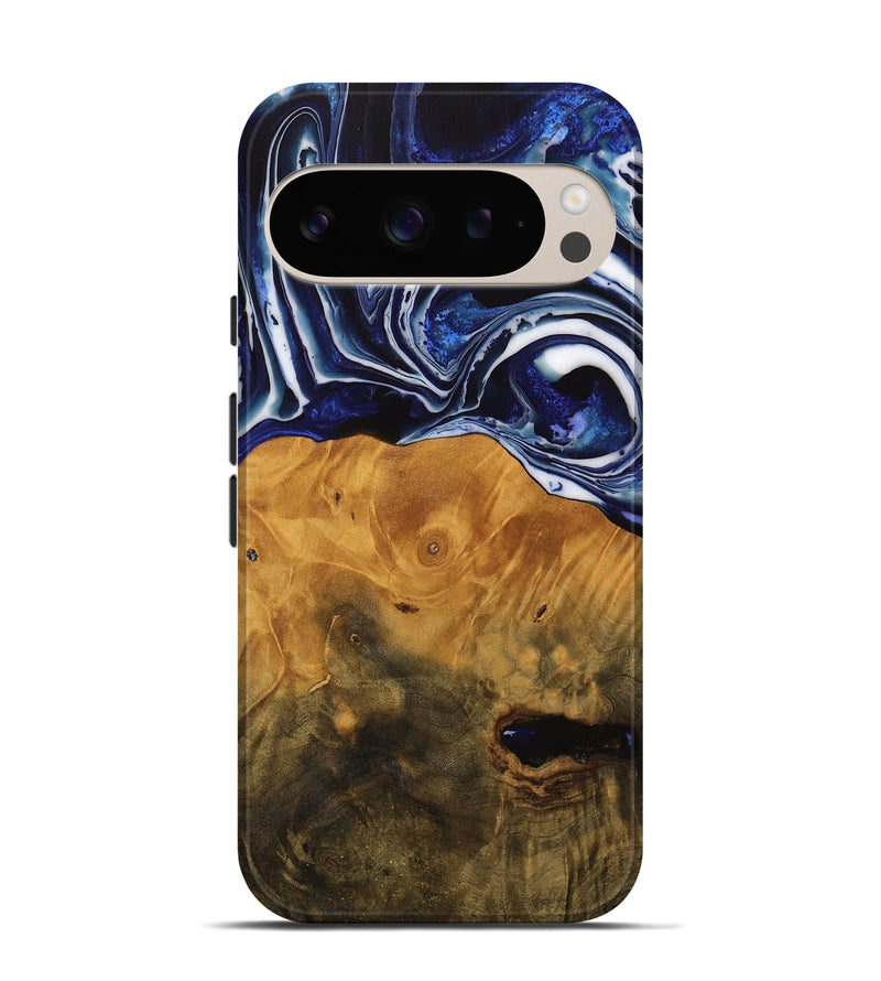 Pixel 9 Pro Wood Live Edge Phone Case - Shirley (Blue, 738780)