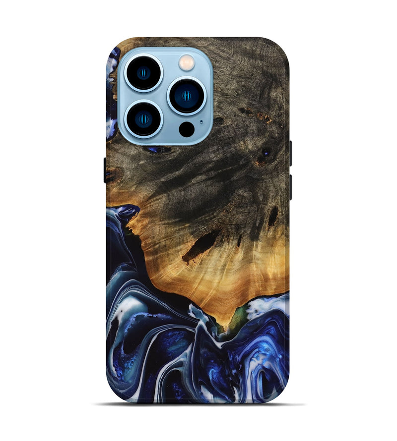 iPhone 14 Pro Wood Live Edge Phone Case - Sacto (Blue, 738781)