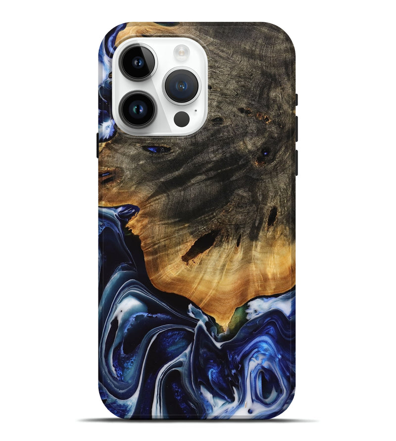 iPhone 15 Pro Max Wood Live Edge Phone Case - Sacto (Blue, 738781)