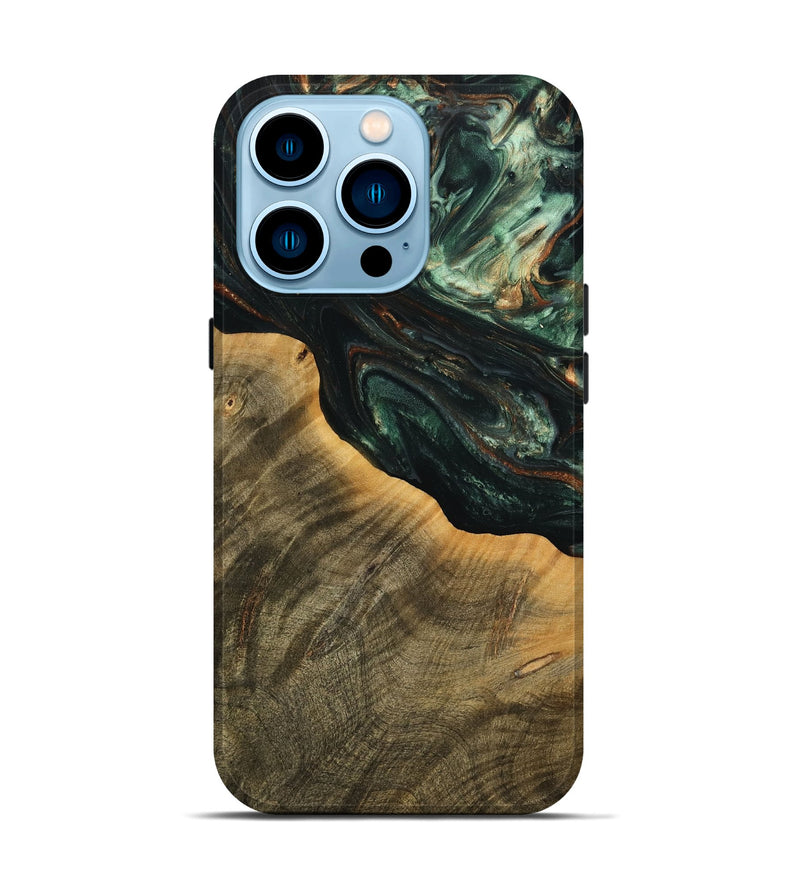 iPhone 14 Pro Wood Live Edge Phone Case - Harl (Green, 738783)