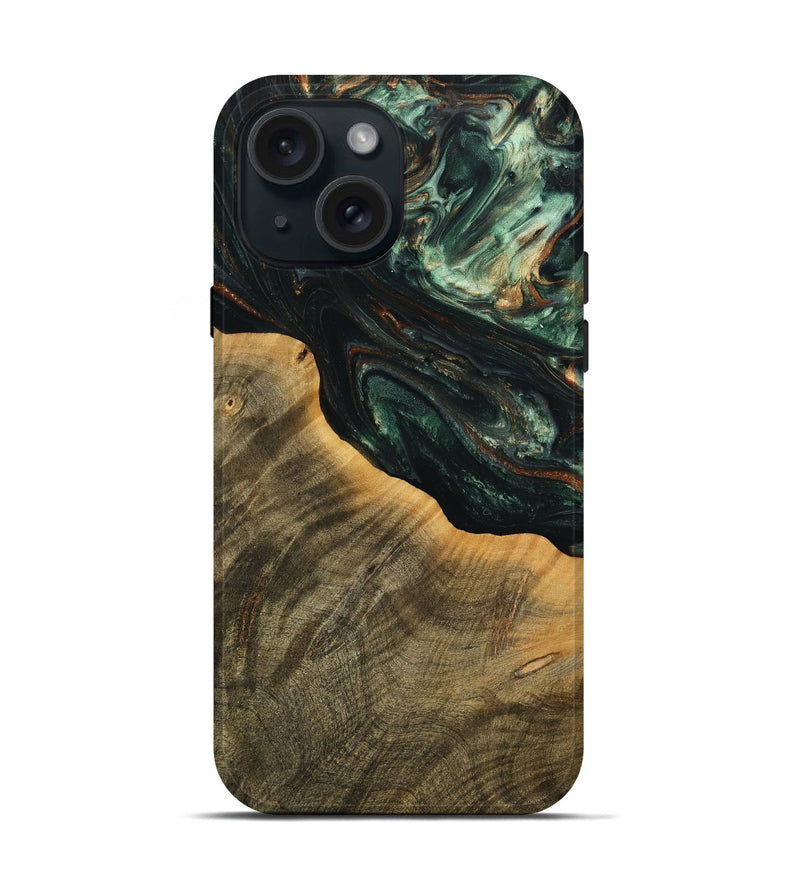 iPhone 15 Wood Live Edge Phone Case - Harl (Green, 738783)