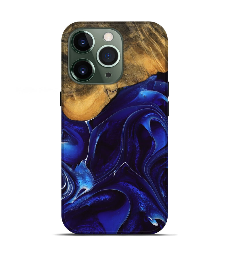 iPhone 13 Pro Wood Live Edge Phone Case - Ximena (Blue, 738813)