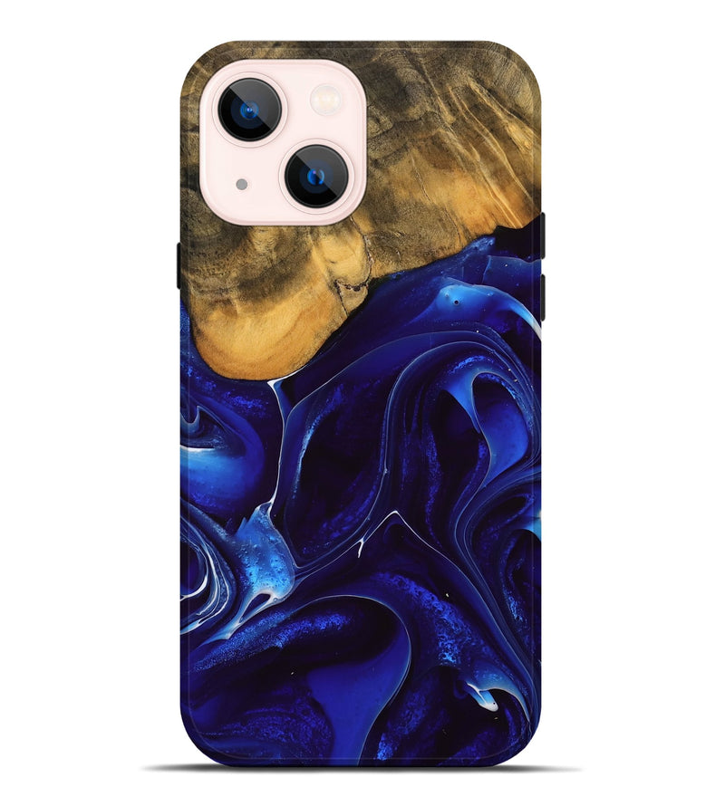 iPhone 14 Plus Wood Live Edge Phone Case - Ximena (Blue, 738813)