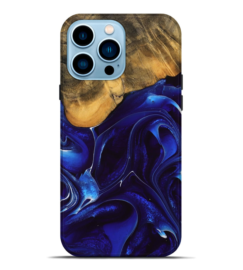 iPhone 14 Pro Max Wood Live Edge Phone Case - Ximena (Blue, 738813)