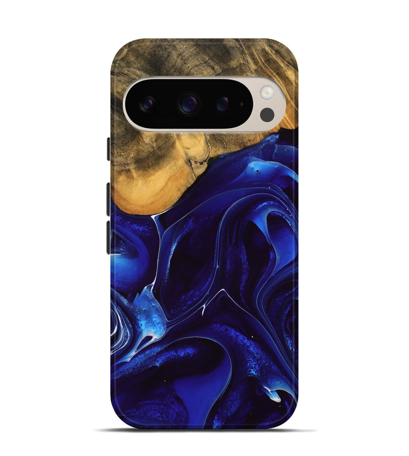 Pixel 9 Pro Wood Live Edge Phone Case - Ximena (Blue, 738813)