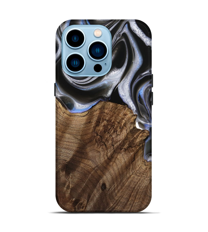 iPhone 14 Pro Wood Live Edge Phone Case - Torrie (Black & White, 738818)