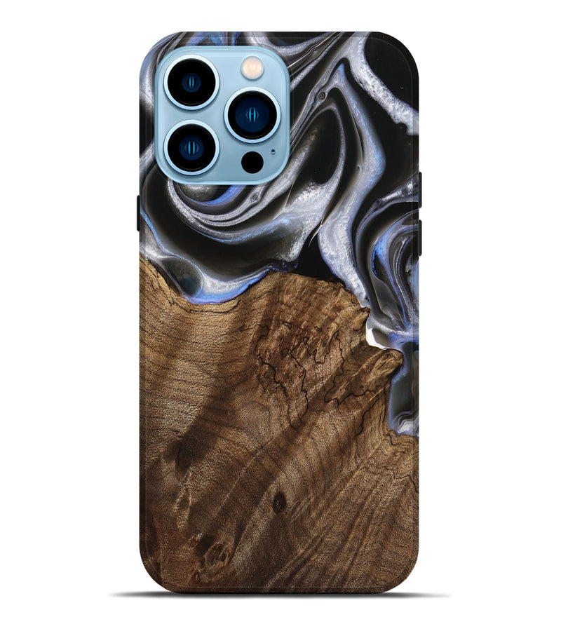 iPhone 14 Pro Max Wood Live Edge Phone Case - Torrie (Black & White, 738818)