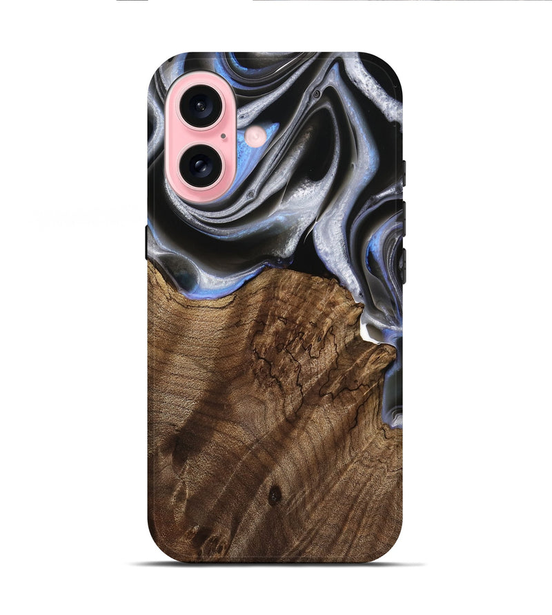 iPhone 16 Wood Live Edge Phone Case - Torrie (Black & White, 738818)