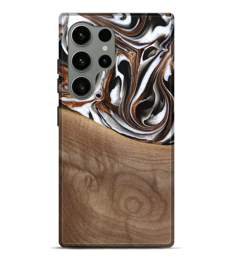 Galaxy S24 Ultra Wood Live Edge Phone Case - Alina (Black & White, 738824)