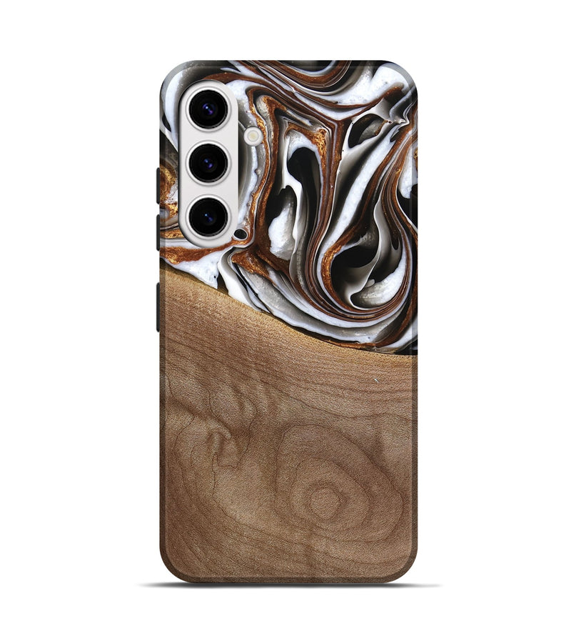 Galaxy S25 Wood Live Edge Phone Case - Alina (Black & White, 738824)