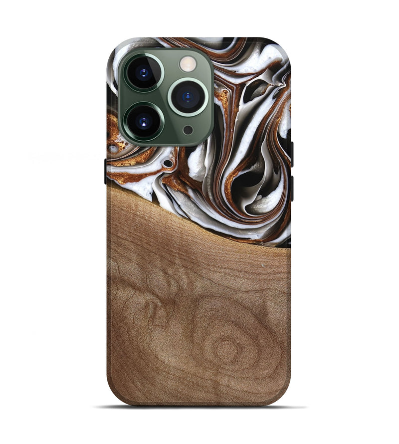 iPhone 13 Pro Wood Live Edge Phone Case - Alina (Black & White, 738824)