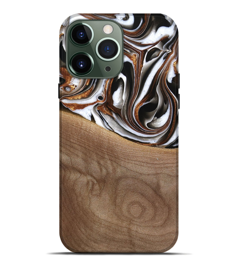 iPhone 13 Pro Max Wood Live Edge Phone Case - Alina (Black & White, 738824)