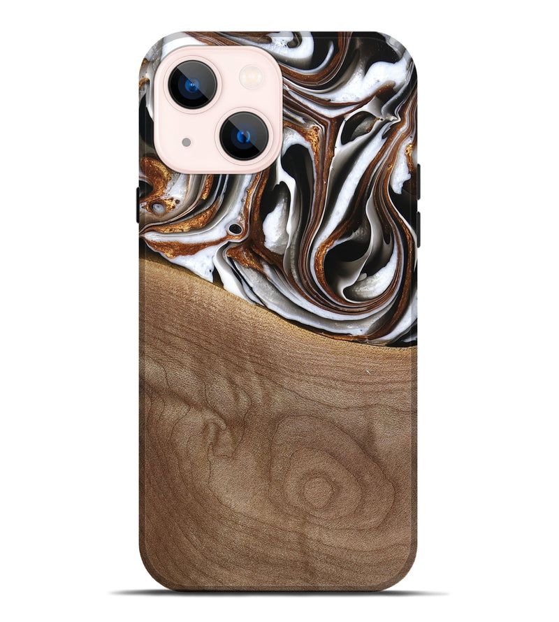 iPhone 14 Plus Wood Live Edge Phone Case - Alina (Black & White, 738824)