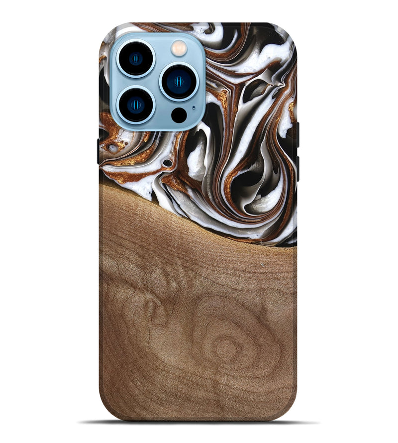 iPhone 14 Pro Max Wood Live Edge Phone Case - Alina (Black & White, 738824)