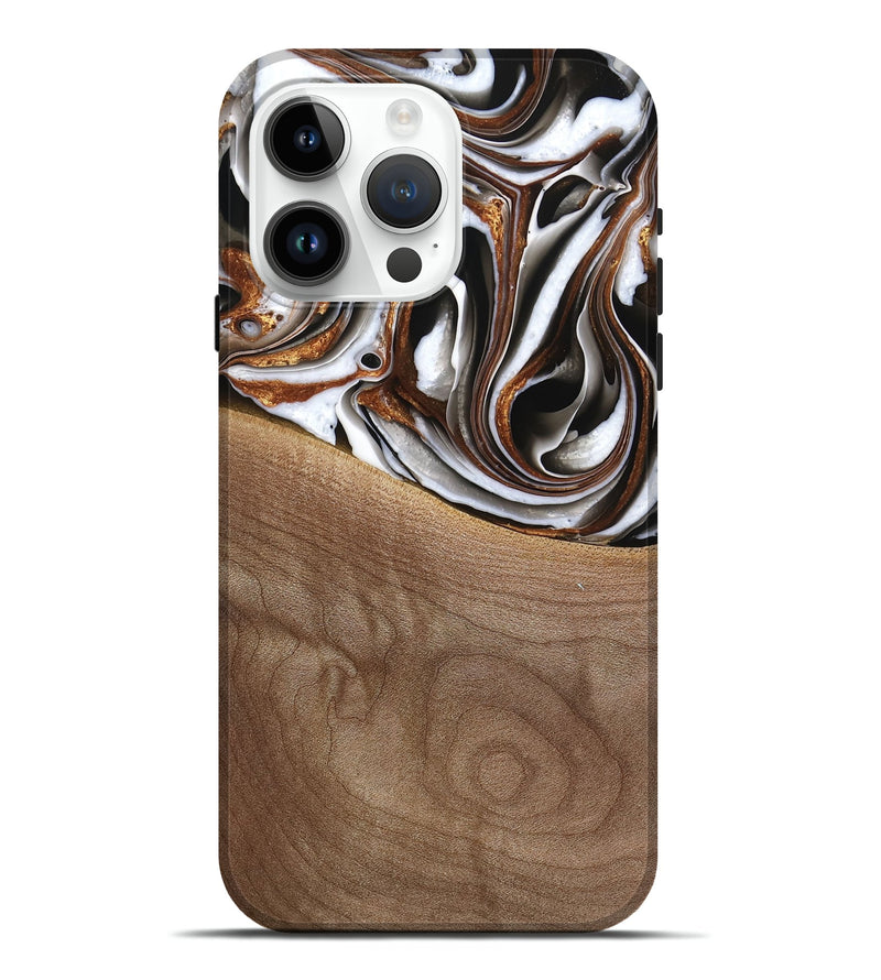 iPhone 15 Pro Max Wood Live Edge Phone Case - Alina (Black & White, 738824)