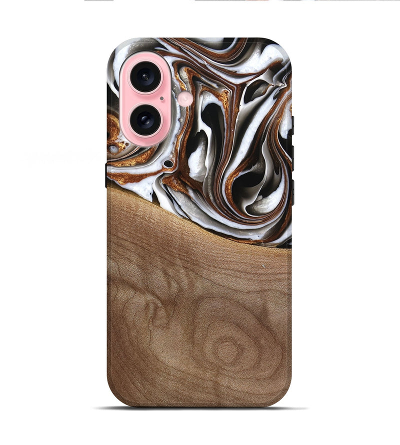 iPhone 16 Wood Live Edge Phone Case - Alina (Black & White, 738824)