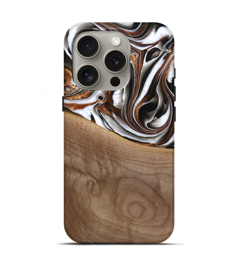 iPhone 16 Pro Wood Live Edge Phone Case - Alina (Black & White, 738824)