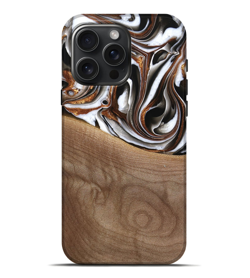 iPhone 16 Pro Max Wood Live Edge Phone Case - Alina (Black & White, 738824)