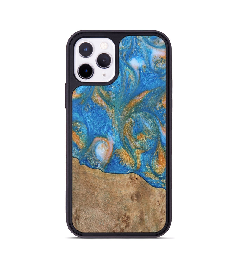 iPhone 11 Pro Wood Phone Case - Ellison (Teal & Gold, 738864)