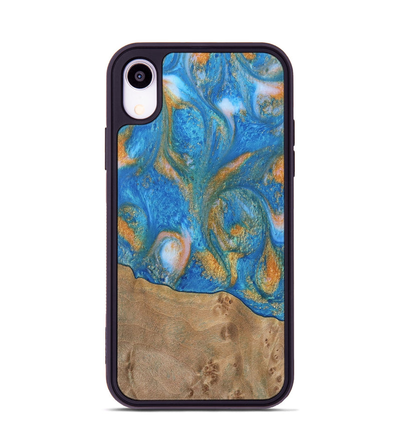 iPhone Xr Wood Phone Case - Ellison (Teal & Gold, 738864)