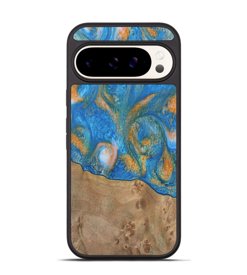 Pixel 9 Pro Wood Phone Case - Ellison (Teal & Gold, 738864)