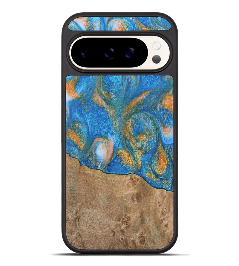 Pixel 9 Pro XL Wood Phone Case - Ellison (Teal & Gold, 738864)