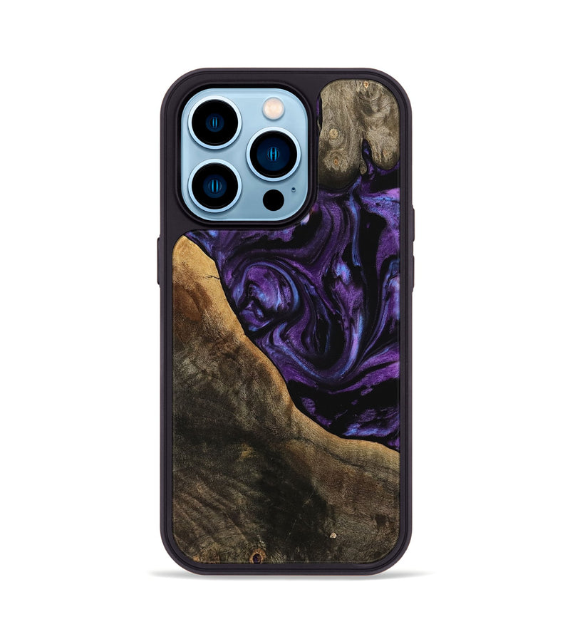 iPhone 14 Pro Wood Phone Case - Cecily (Purple, 738880)