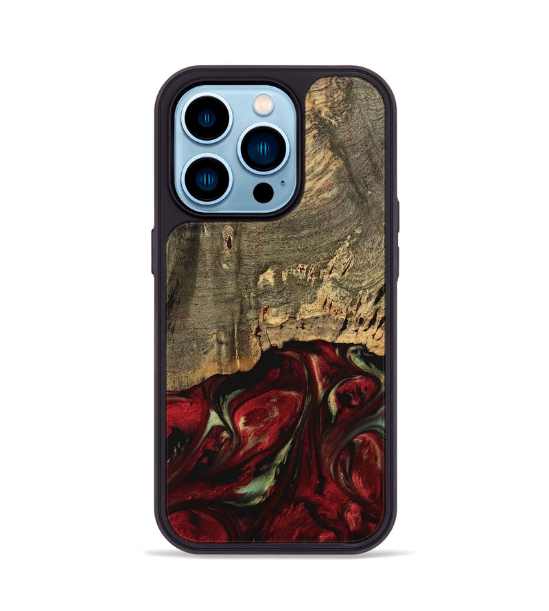 iPhone 14 Pro Wood Phone Case - Alverta (Red, 738901)