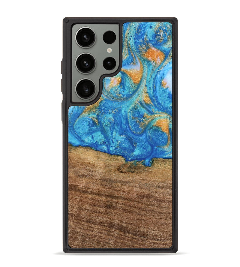 Galaxy S23 Ultra Wood Phone Case - Kaci (Teal & Gold, 738906)