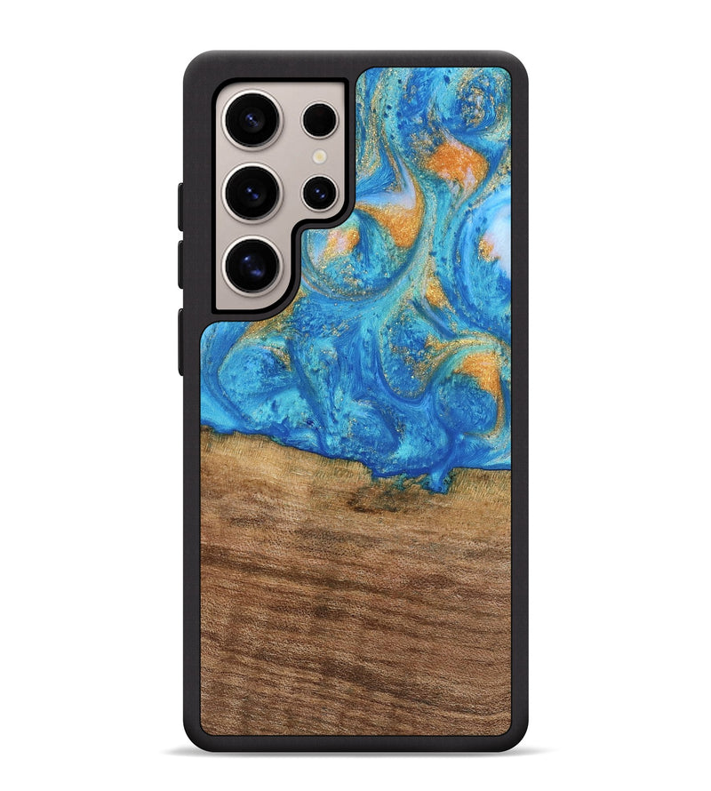 Galaxy S25 Ultra Wood Phone Case - Kaci (Teal & Gold, 738906)