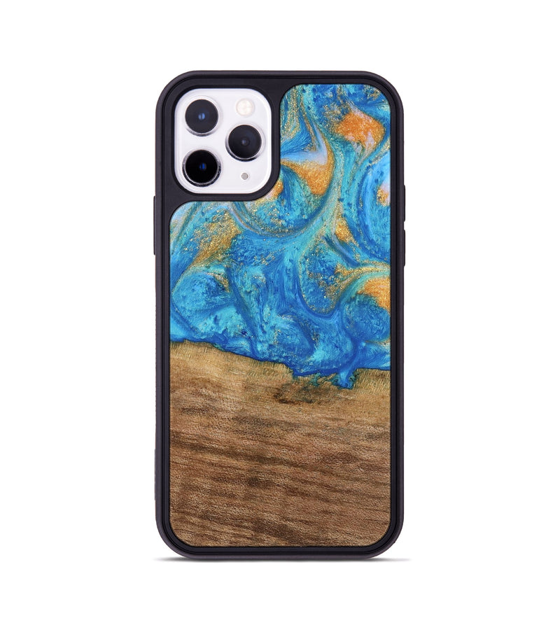 iPhone 11 Pro Wood Phone Case - Kaci (Teal & Gold, 738906)