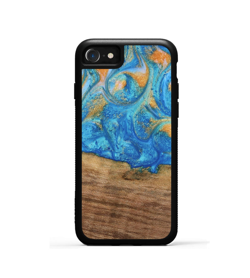 iPhone SE Wood Phone Case - Kaci (Teal & Gold, 738906)