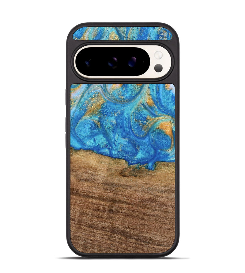 Pixel 9 Wood Phone Case - Kaci (Teal & Gold, 738906)