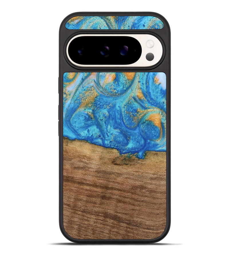 Pixel 9 Pro XL Wood Phone Case - Kaci (Teal & Gold, 738906)